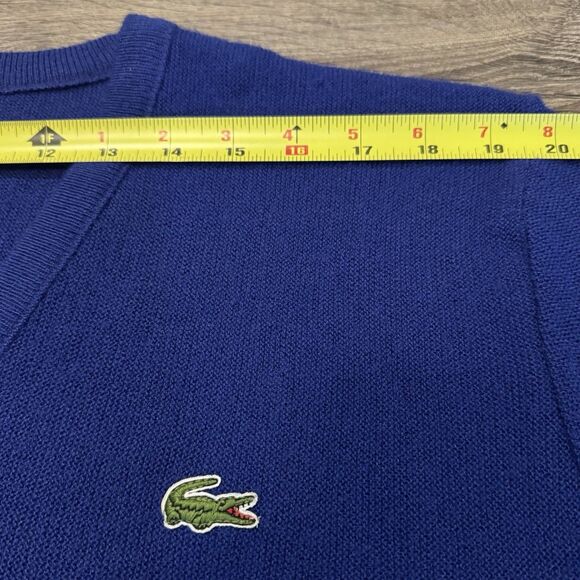 Vintage Izod Lacoste V-Neck Sweater Mens L – Blue 100% Acrylic Made In USA - EUC - Picture 5 of 7
